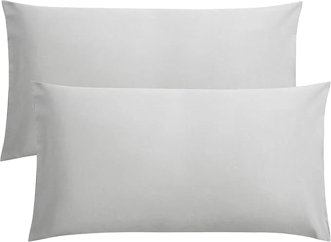 World-Class FLXXIE King Pillow Cases Set of 2 Soft Microfiber Pillow Covers with Envelope Closure Wrinkle Fade and Stain Resistant Pillowcases 20x36 Light Grey Solid