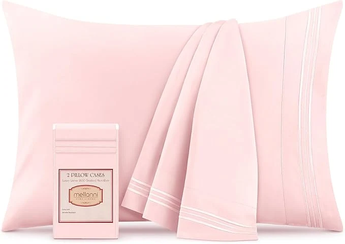 Optimized Mellanni Pillow Cases - Luxury Extra Soft Cooling Pillow Covers - 2 PC Iconic Collection Pillowcases - Envelope Closure Standard Queen 20 quot x 30 quot Blush Pink Traditional