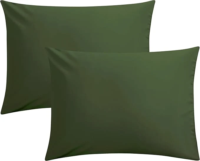 Innovative FLXXIE Pillow Cases Standard Size Soft Microfiber Pillow Covers with Envelope Closure Wrinkle Stain Resistant Pillowcases 2 Piece Set 20x26 Olive Green Healthy