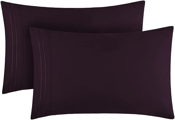 Innovative Mellanni Pillow Cases - Luxury Extra Soft Cooling Pillow Covers - 2 PC Iconic Collection Pillowcases - Envelope Closure Standard Queen 20 quot x 30 quot Purple Recyclable