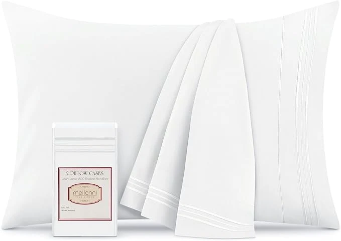 Premium Material Mellanni Pillow Cases - Luxury Extra Soft Cooling Pillow Covers - 2 PC Iconic Collection Pillowcases - Envelope Closure Standard Queen 20 quot x 30 quot White Sustainable
