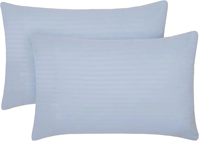 High-Quality Mellanni Pillow Cases - Luxury Extra Soft Cooling Pillow Covers - 2 PC Iconic Collection Pillowcases - Envelope Closure Standard Queen 20 quot x 30 quot Striped Light Blue Quality