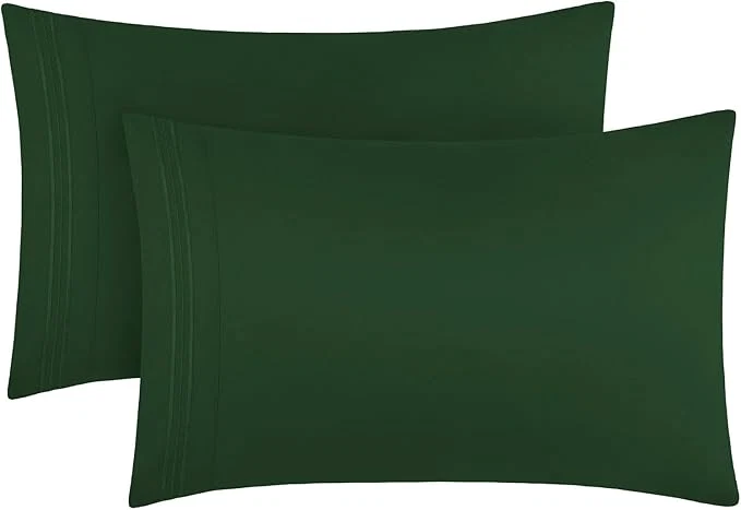 Premium Material Mellanni Pillow Cases - Luxury Extra Soft Cooling Pillow Covers - 2 PC Iconic Collection Pillowcases - Envelope Closure Standard Queen 20 quot x 30 quot Emerald Green User-Friendly