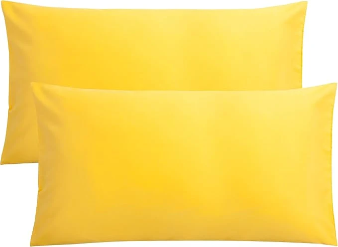 Original Design FLXXIE King Pillow Cases Set of 2 Soft Microfiber Pillow Covers with Envelope Closure Wrinkle Fade and Stain Resistant Pillowcases 20x36 Yellow Superior