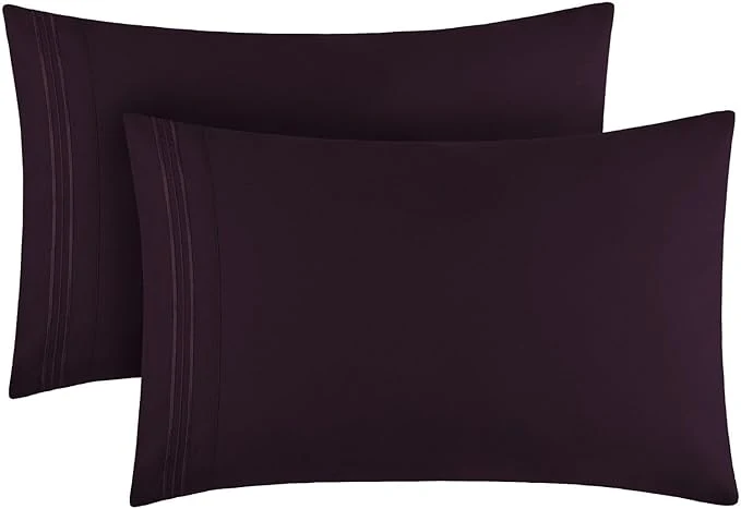 Smart Mellanni Pillow Cases - Luxury Extra Soft Cooling Pillow Covers - 2 PC Iconic Collection Pillowcases - Envelope Closure King 20 quot x 40 quot Purple Premium