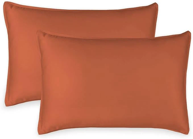 User-Friendly King Pillowcases by Pure Bamboo Organic Viscose Derived from Bamboo Luxuriously Soft amp Cooling Double Stitching Envelope Closure 2 King Pillowcases Terracotta Official