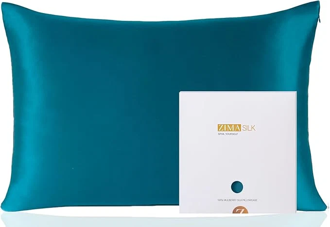 Breathable ZIMASILK Pure Mulberry Silk Pillowcase for Hair and Skin Health Soft and Smooth Both Sides Premium Grade 6A Silk 600 Thread Count with Hidden Zipper 1pc Queen 20 39 39 x30 39 39 Turquoise Organic
