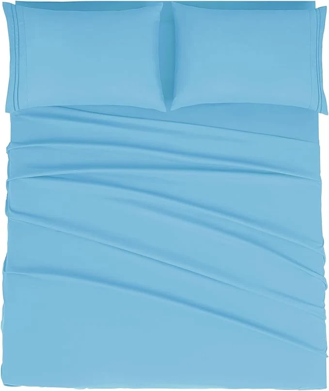 Powerful Mejoroom Queen Size Sheet Set - Hotel Luxury 1800 Bedding Sheets amp Pillowcases - Deep Pocket Fitted Sheet Soft Breathable Wrinkle amp Fade Resistant - 4 Piece Queen Denim Blue Artisan