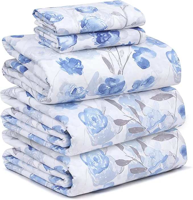 Responsible RUVANTI Cotton Sheets – Split King Size Percale Bedding Cooling amp Breathable Floral Design Durable with a Crisp Soft amp Comfortable Feel 16 quot Deep Pocket 5-Piece Set Monotones Practical