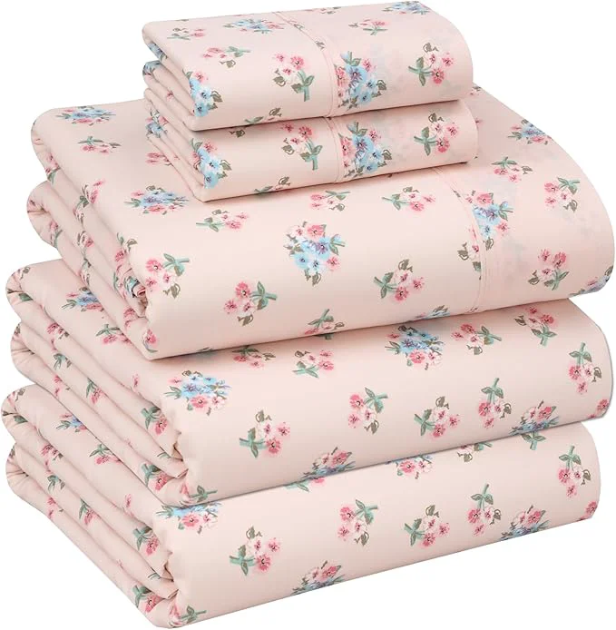 Prestigious RUVANTI Cotton Sheets – Split King Size Percale Bedding Cooling amp Breathable Floral Design Durable with a Crisp Soft amp Comfortable Feel 16 quot Deep Pocket 5-Piece Set Spring On Genuine