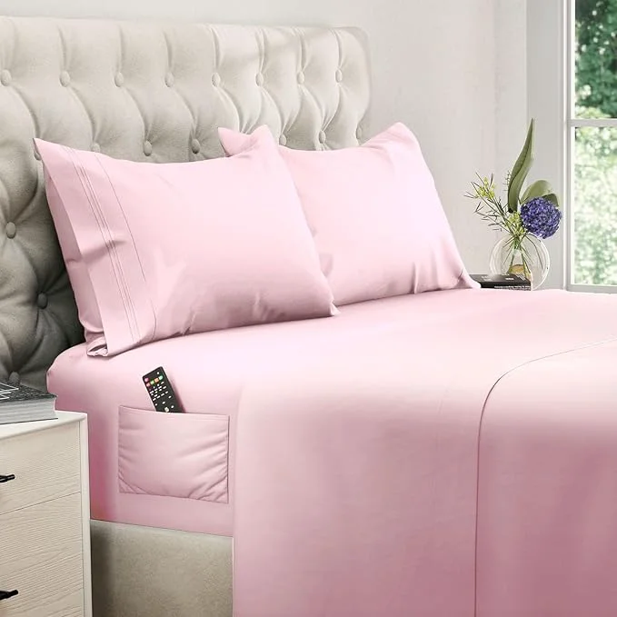 Casual DREAMCARE Queen Size Sheets - Cooling Bed Sheets - 4pcs Set - up to 15 quot Deep Pocket Queen Sheet Set - Sheets Queen Size Bed - Soft amp Long Lasting Fine Brushed Polyester with Side Pocket Pink Breathable