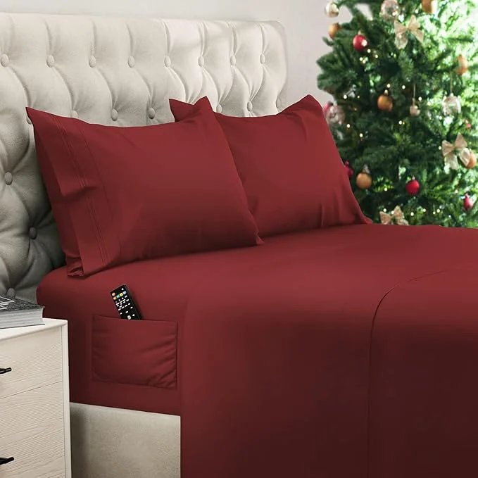 Fast DREAMCARE King Size Sheets Set – 4 pcs Cooling Sheets – up to 21 Deep Pocket King Sheet Set – Hotel Luxury Sheets amp Pillowcases – Superior Softness Fine Microfiber with Side Pocket – Burgundy Trusted
