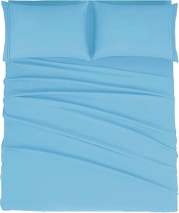 Convenient Mejoroom King Size Sheet Set - Soft Microfiber Bed Sheets Deep Pocket Fitted Sheet Soft Breathable Wrinkle amp Fade Resistant - 4 Piece King Denim Blue Professional
