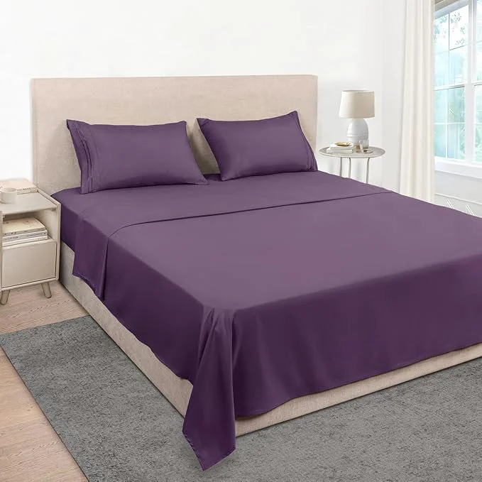 Top-Quality Mejoroom Full Size Sheet Sets - 1800 Collection Microfiber Bed Sheet Set with 16 Inch Deep Pocket Fitted Sheet Soft Breathable Wrinkle Fade amp Stain Resistant - 4 Piece Full Purple Responsible
