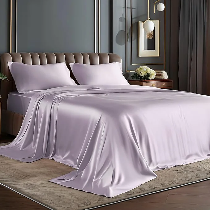 Flexible BEDELITE Satin Sheets Twin XL Size Bed Set Luxury Soft Lavender Silky Sheets for Hair and Skin Similar to Silk Bed Sheets Set 3 Pieces with 1 Deep Pocket Fitted Sheet 1 Flat Sheet and 1 Pillowcase Sustainable