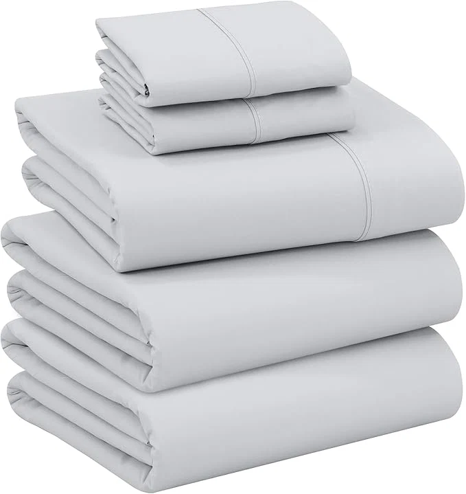High-Quality RUVANTI Cotton Sheets – Split King Size Percale Bedding Cooling amp Breathable Durable with a Crisp Soft amp Comfortable Feel 16 quot Deep Pocket 5-Piece Set Quiet Gray Safe