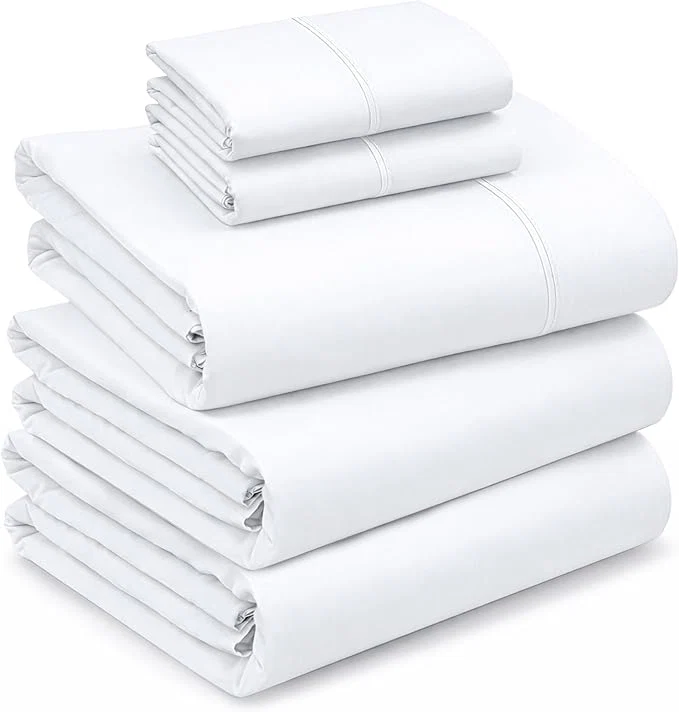 Exceptional RUVANTI Cotton Sheets – Split King Size Percale Bedding Cooling amp Breathable Durable with a Crisp Soft amp Comfortable Feel 16 quot Deep Pocket 5-Piece Set Bright White Elegant