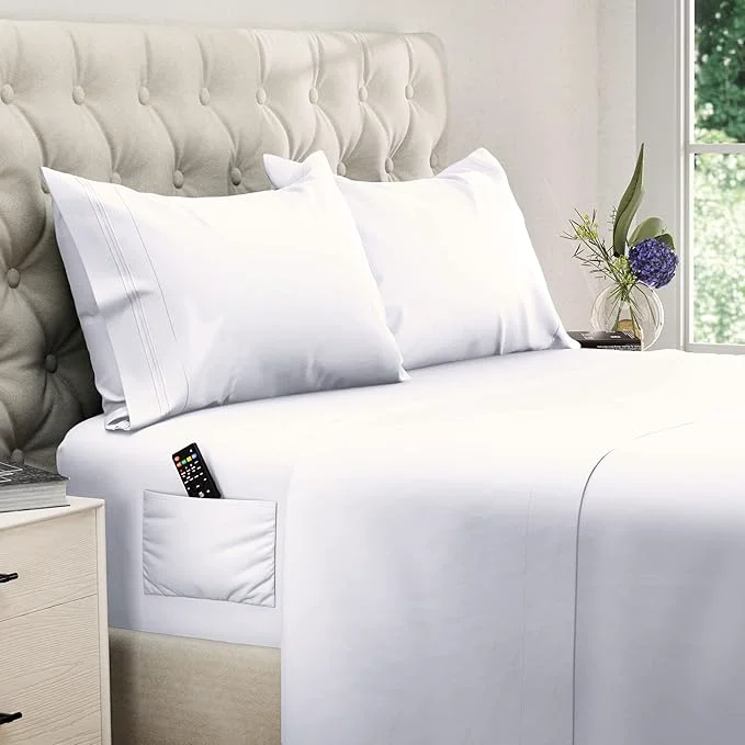 Versatile DREAMCARE King Size Sheets Set – 4 pcs Cooling Sheets – up to 21 Deep Pocket King Sheet Set – Hotel Luxury Sheets amp Pillowcases – Superior Softness Fine Microfiber with Side Pocket – White Trusted