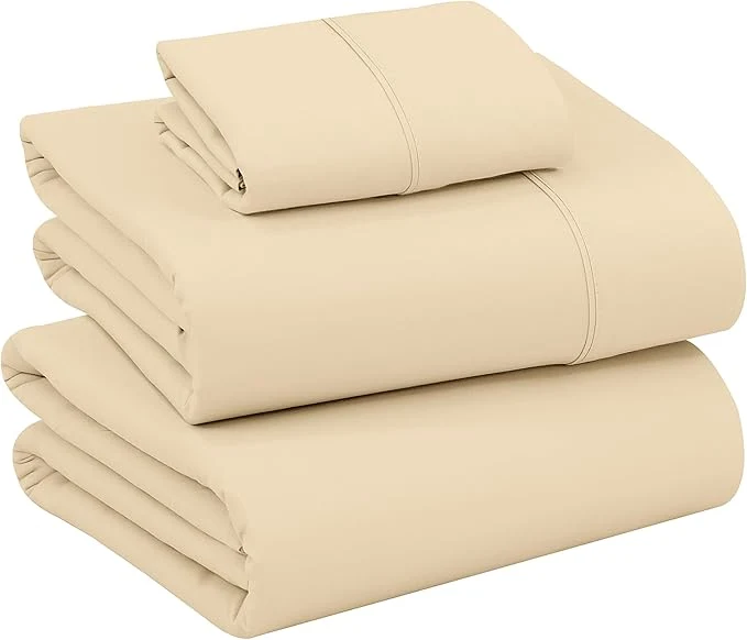 First-Class RUVANTI Cotton Sheets – Twin Size Percale Bedding Cooling amp Breathable Durable with a Crisp Soft amp Comfortable Feel 16 quot Deep Pocket 3-Piece Set Beige Consistent