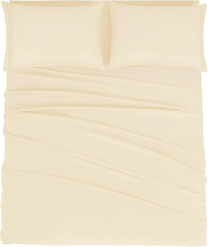 First-Class Mejoroom California King Size Sheet Set - Soft Microfiber Bed Sheets Deep Pocket Fitted Sheet Breathable Wrinkle amp Fade Resistant - 4 Piece California King Taupe