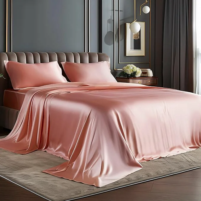 Top-Quality BEDELITE Satin Sheets Twin Size Bed Set Luxury Soft Rose Pink Silky Sheets for Hair and Skin Similar to Silk Bed Sheets Set 3 Pieces with 1 Deep Pocket Fitted Sheet 1 Flat Sheet and 1 Pillowcase Specialty