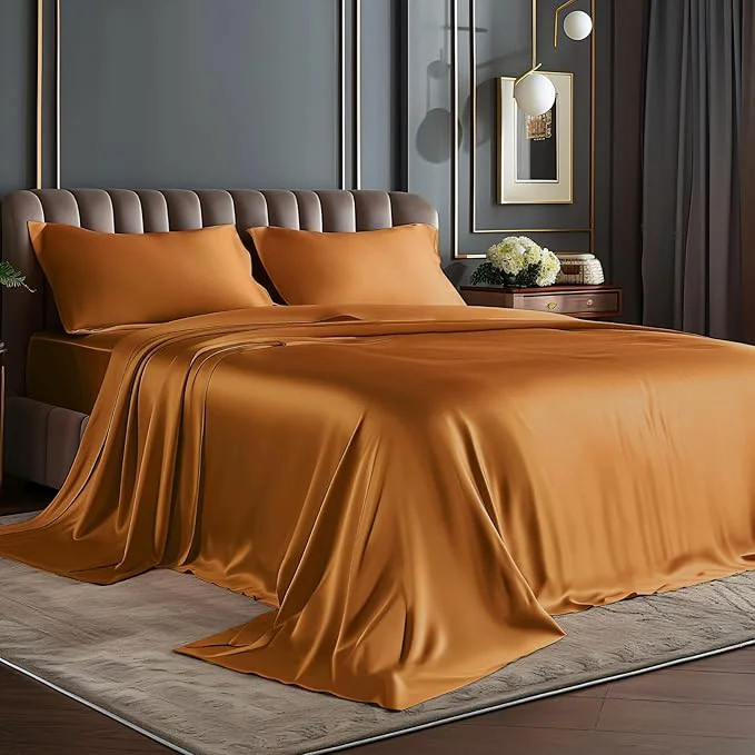 Quality BEDELITE Satin Sheets Twin Size Bed Set Luxury Soft Burnt Orange Silky Sheets for Hair and Skin Similar to Silk Bed Sheet Set 3 Pieces with 1 Deep Pocket Fitted Sheet 1 Flat Sheet and 1 Pillowcase Reliable