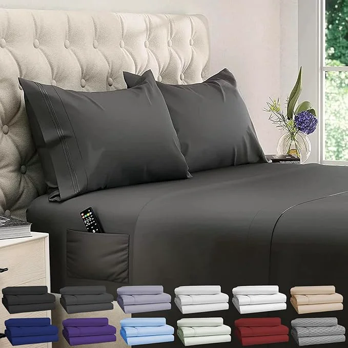 Official DREAMCARE Twin XL Sheet Sets - 4pc Cooling Sheets XL Twin Sheets - Twin XL Sheets up to 21 Deep Pocket – Hotel Luxury Extra Long Bed Sheets Brushed Microfiber with Side Pocket - Gray Certified