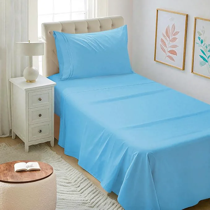 Advanced Mejoroom Twin XL Sheet Set - Hotel Luxury Microfiber Sheet amp Pillowcase Sets Fits College Dorm Room Mattress - Soft Breathable Wrinkle amp Fade Resistant - 3 Piece Denim Blue Classic