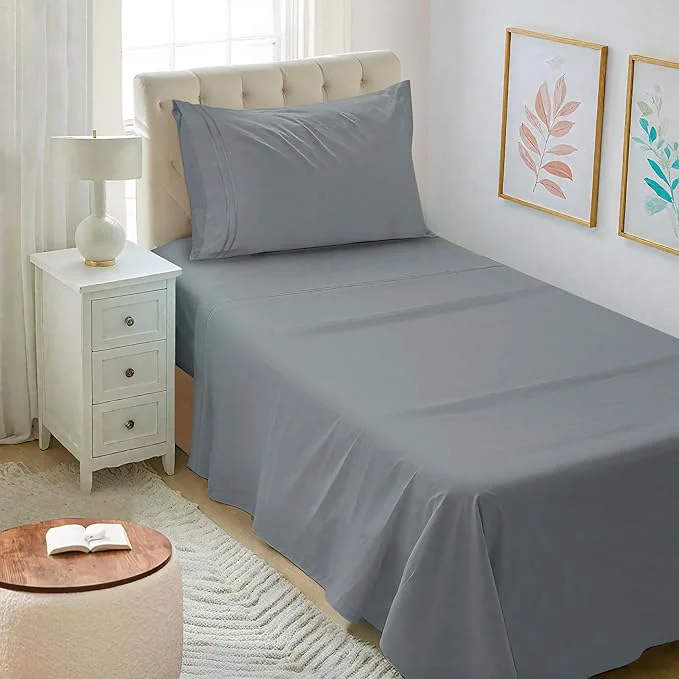 Elegant Mejoroom Twin XL Sheet Set - Hotel Luxury Microfiber Sheet amp Pillowcase Sets Fits College Dorm Room Mattress - Soft Breathable Wrinkle amp Fade Resistant - 3 Piece Gray Professional