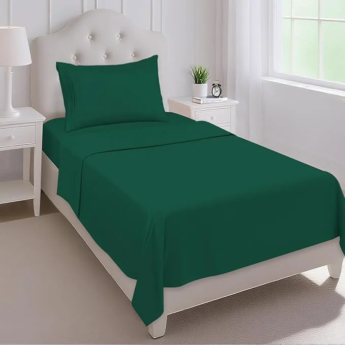 Eco-Friendly Mejoroom Twin Sheet Set - Hotel Collection Twin Sheets - Bedding Sheets amp Pillowcases with Deep Pocket Fitted Sheet Breathable Wrinkle amp Fade Resistant - 3 Piece Emerald Green Soft