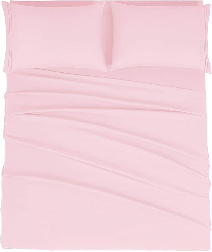 Elegant Mejoroom California King Size Sheet Set - Soft Microfiber Bed Sheets Deep Pocket Fitted Sheet Breathable Wrinkle amp Fade Resistant - 4 Piece California King Blush Pink Official