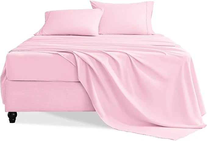Official Queen Sheet Set 4 Pieces Hotel Luxury Soft Microfiber Queen Bed Sheets Set Up to 16 quot Deep Pockets Oeko-Tex Sheets with Elastic Breathable Wrinkle Light Pink Queen Consistent