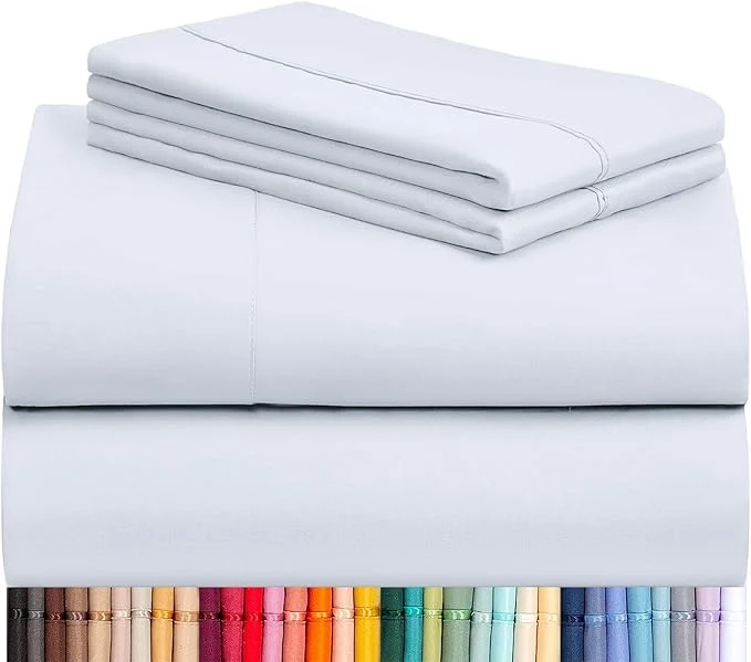 Verified LuxClub 4 PC Sheet Set Bed Sheets Deep Pockets 16 quot Eco Friendly Wrinkle Cooling Machine Washable Hotel Bedding Silky Soft - Baby Blue Queen Effective