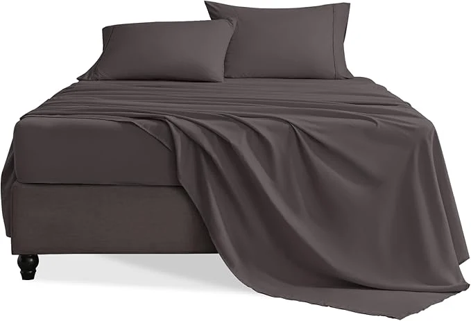 Verified King Size Sheets Set 4 Pieces Hotel Luxury Soft Microfiber Bed Sheets Set Up to 16 quot Deep Pockets Oeko-Tex Sheets with Elastic Breathable Wrinkle Dark Gull Gray King Contemporary