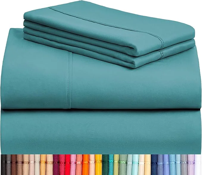 Safe LuxClub 4 PC California King Sheet Set Breathable Luxury Bed Sheets Deep Pockets 18 quot Wrinkle Cooling Sheets Machine Washable Hotel Bedding Silky Soft - Teal Cal King First-Class
