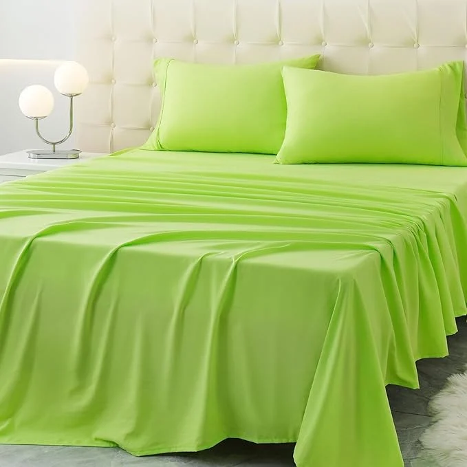 User-Friendly Twin XL Size Bed Sheet Set - 3 Piece Soft Microfiber Sheets with Deep Pockets Cooling Technology and Wrinkle- Pillowcase. Hotel-Quality Durable Bedding Sharp Green Comfortable