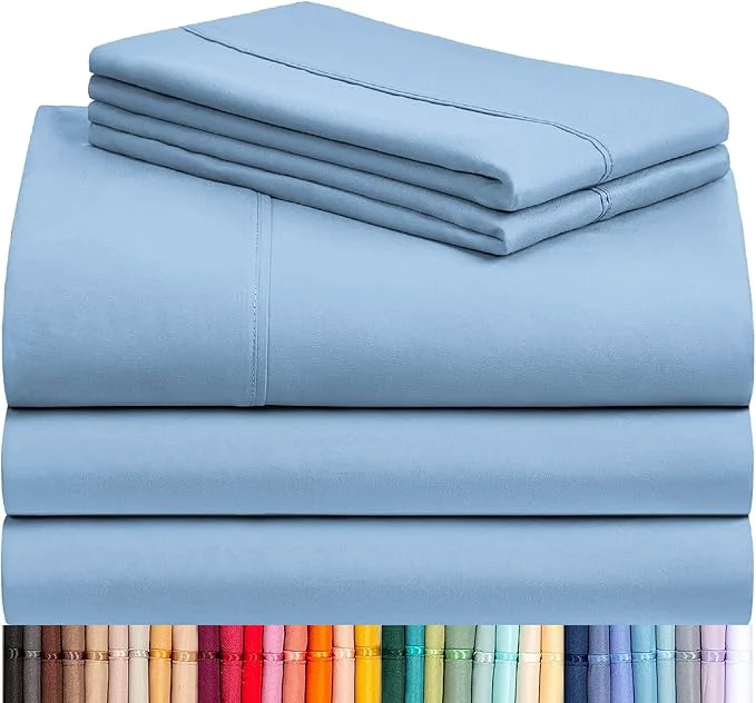 Sustainable LuxClub 5 PC Split King Sheet Set Breathable Luxury Bed Sheets Deep Pockets 18 quot Eco Friendly Wrinkle Cooling Sheets Machine Washable Hotel Bedding Silky Soft - Sky Split King Safe