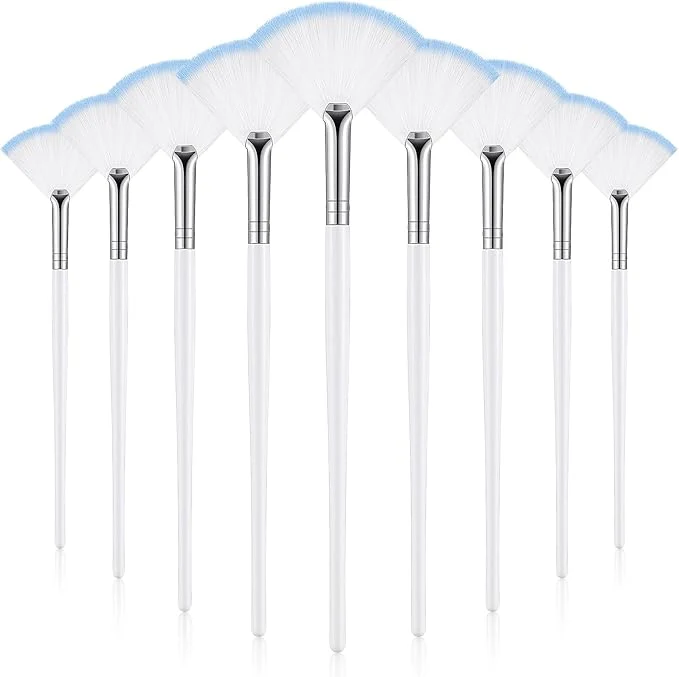 Functional 9 Pieces Facial Fan Mask Brushes Soft Facial Applicator Brushes Tools Detailed