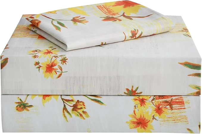 Elegant JSD Fall Floral Sheet Set Twin Size 3 Piece Yellow Printed Microfiber Bedding Sheets Extra Deep Pocket Authentic