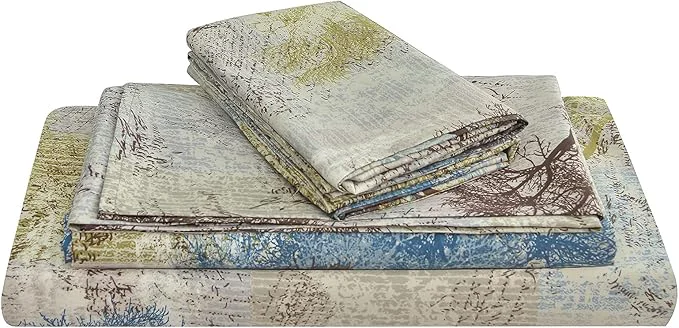 Minimalist JSD Rustic Print Sheet Set Cal King 4 Piece Tree Pattern Soft Microfiber Bedding Sheets Extra Deep Pocket Smooth