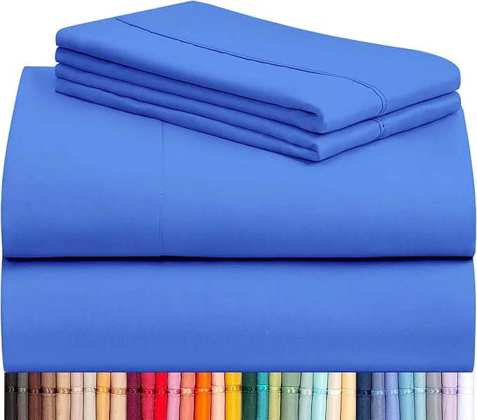 Easy-to-Use LuxClub 4 PC Sheet Set Bed Sheets Deep Pockets 16 quot Eco Friendly Wrinkle Cooling Machine Washable Hotel Bedding Silky Soft - Marine Blue California King Fast