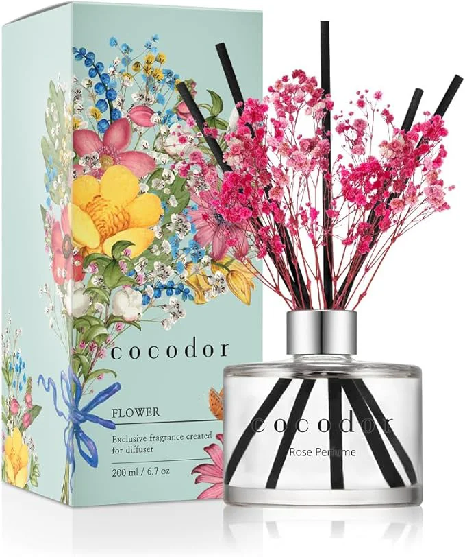 Environmentally Friendly COCODOR Preserved Flower Reed Diffuser Rose Perfume 6.7oz 1 Pack Reed Recyclable