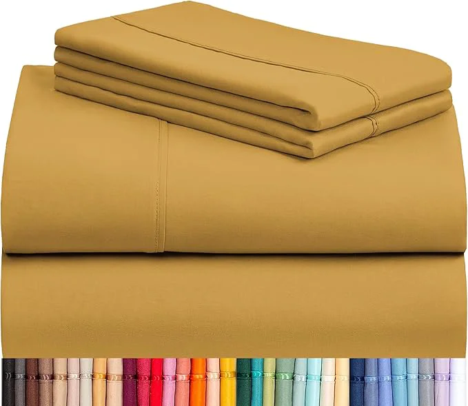 Reliable LuxClub Bed Linen Set 6Pc King Microfiber Sheets Medallion Gold Deep Pockets Wrinkle Cooling Hypoallergenic Advanced