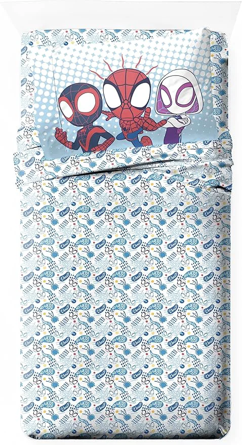 Proven Jay Franco Kids Sheet Set with Fitted Flat Sheets amp Pillow Cover - Ultra-Soft Bedding with Pillowcase for Room Decor Multi - Spidey amp Friends 3 Piece Twin Natural