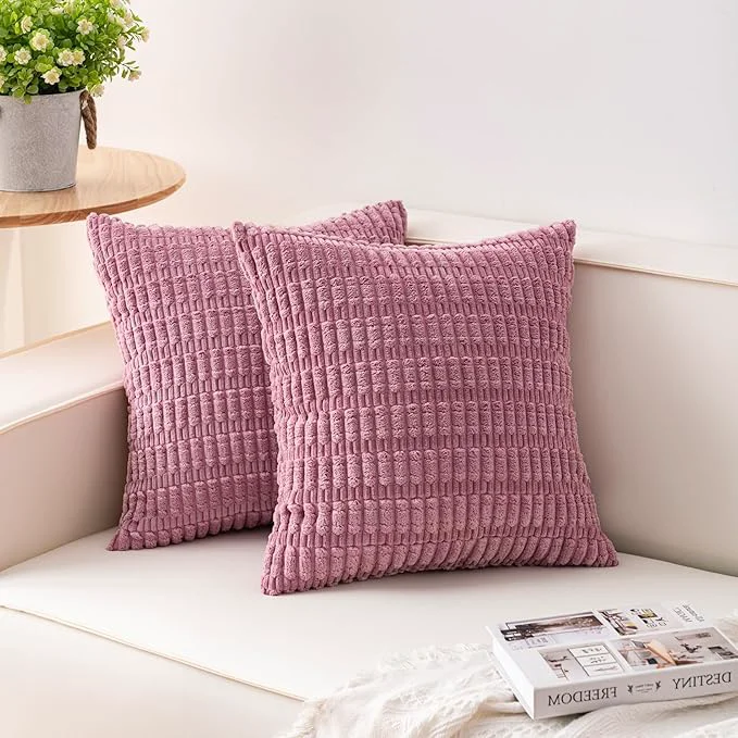 User-Friendly Aegero Pack of 2 Corduroy Decorative Throw Pillow Covers 24x24 Inch Soft Comfortable
