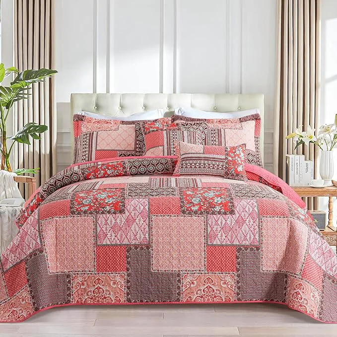 Fine Crafted BEDIFANY Cotton King Quilt Set Farmhouse King Size Quilt Bedding Set Unique