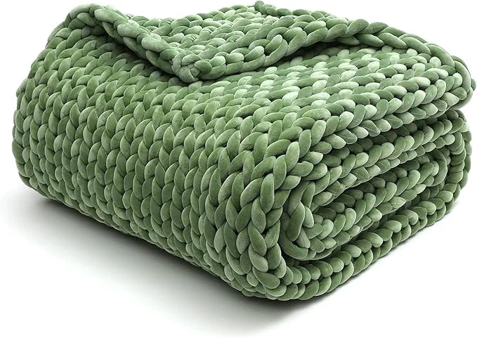 Exclusive YnM Velvet Weighted Blanket Handmade Chunky Knitted Design Soft and Cozy