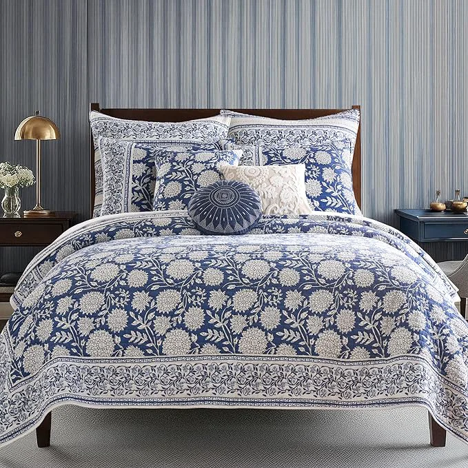 Efficient Levtex Home Adare Denim Reversible King Cal King Quilt Set Smart