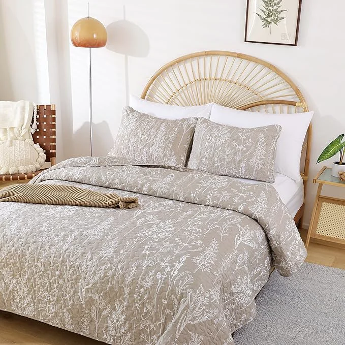 Classic JANZAA Quilt King Size Oatmeal Quilt Bed Spread Boho Quilt Recyclable
