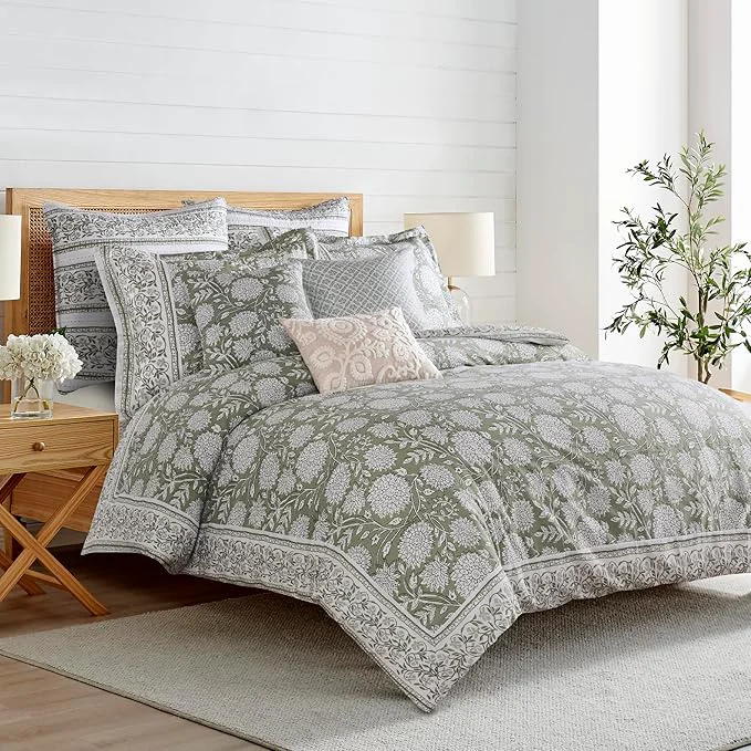 Versatile Levtex Home Adare Sage Reversible King Duvet Cover Set Minimalist